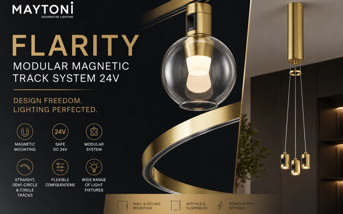 FLARITY iš Maytoni – moderni magnetinė bėginė sistema 24 V