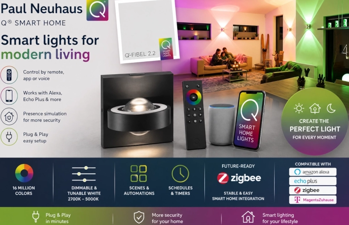 Paul Neuhaus Q® Smart Home – išmanūs šviestuvai ir lemputės moderniems namams