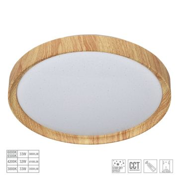 Prezent WOODEN 71330 Lubų šviestuvas 1x33W/LED 2050lm IP20