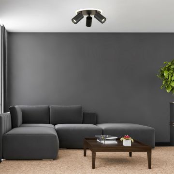 Light Prestige Parma LP-0612/3C Round BK Taškinis šviestuvas 3x50W/GU10 3000K|4000K|6000K IP20