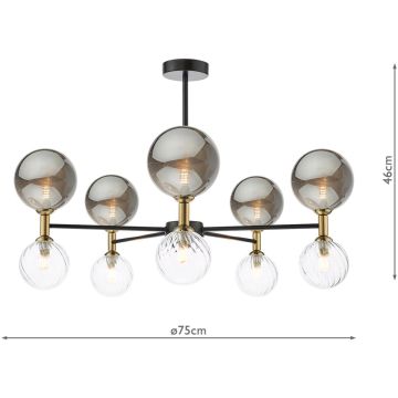Dar Lighting Takara TAK2354-03-24 Stropo šviestuvas 10x20w/g9 ip20
